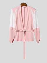 Men's Sheer Mesh Patchwork Casual Long Sleeve Blazer SKUL50128