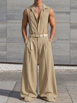 [Pre-order] Men's Avant-Garde Chic Stage Runway Side Cutout Deep V Jumpsuit SKUL88388