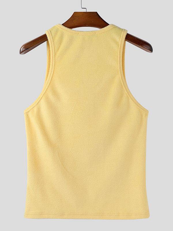 Men's Solid Color Plush Casual Tank SKUL42466