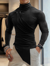 Mens Deconstructed Metal Button Long-Sleeve T-Shirt SKUK83283