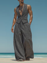 Men's Polka Dot Print Casual Two Pieces Outfit SKUL25091