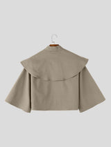 Men's Avant-Garde Party Cape Collar Cropped Wide Half Sleeve Stand Collar Jacket SKUL81101