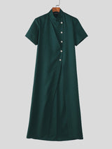 Men's Solid Color Stand Collar Short Sleeve Blazer SKUL23527