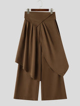 Men's Avant-Garde Asymmetrical Wrap Draped Slit Wide Leg Pant SKUL71320