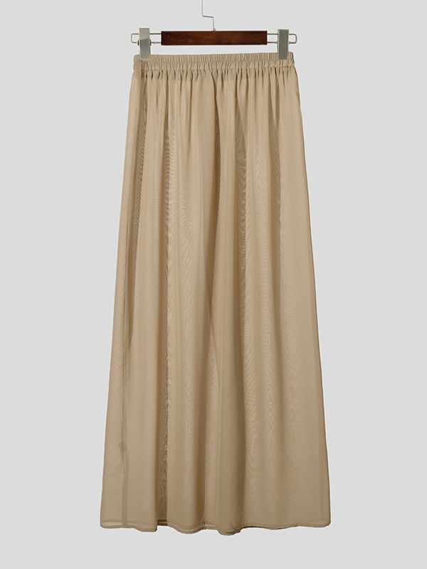 Men's Casual Sheer Loose Slit Skirt SKUL53032