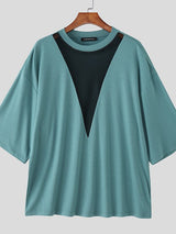 Men's Sheer Mesh Patchwork Short Sleeve T-shirt SKUL52632