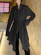 Men's Deconstructed Loose Drawstring Long Sleeve Shirt SKUL37534