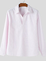 Men's Stripe Collar Long Sleeve Shirt SKUL51263