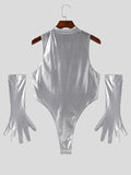 Mens Glitter Sleeveless Bodysuit With Gloves SKUK44484