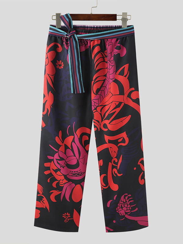 Mens Stylish Casual Floral Print Long Pants SKUK65085