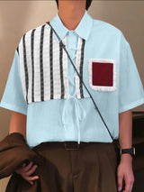 Men's Color Block Patchwork Half Sleeve Shirt SKUL39388