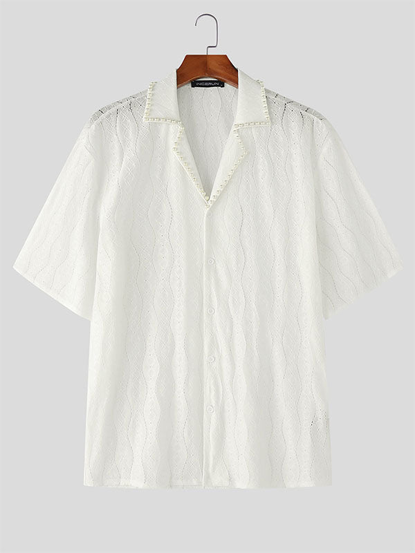 Mens Solid Color Casual Short Sleeve Shirt SKUL13968