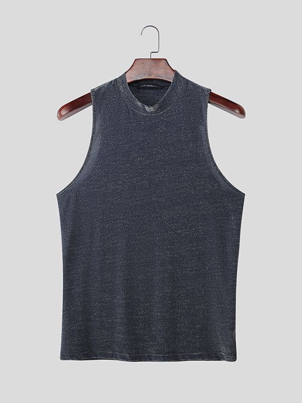 Men's Solid Color Shiny Tank SKUL53153