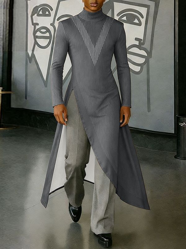 Men's Color Block Printed Long Hem T-Shirt SKUL43712