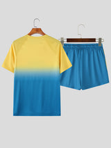 Men's Number Print Gradient Casual Two Pieces Outfit SKUL16791