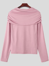 Men's Ruched Cape Style Faux Two Piece Knit T-shirt SKUL43924