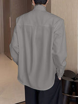 Men's Draped Scarf Loose Fit Long Sleeve Shirt SKUL50566