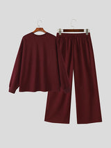 Men's Solid Color Loose Two Pieces Outfit SKUL40305