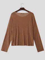 Men's Solid Color Textured Long Sleeve T-Shirt SKUL30550