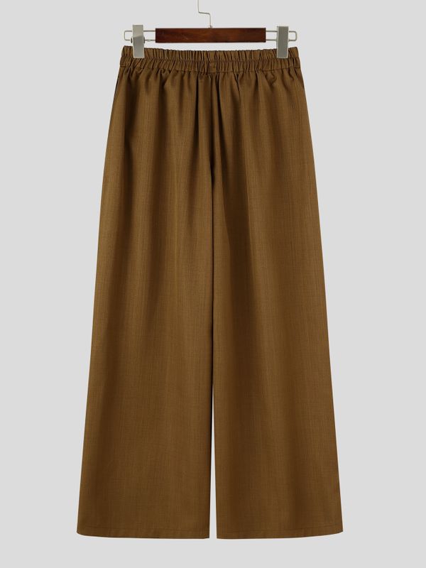Men's Chill Relaxed City Walk Slub Textured Drawstring Flowing Baggy Pant SKUL84571