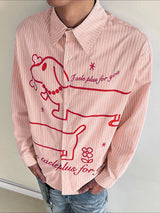 Men's Fun Print Stripe Long Sleeve Shirt SKUL39780