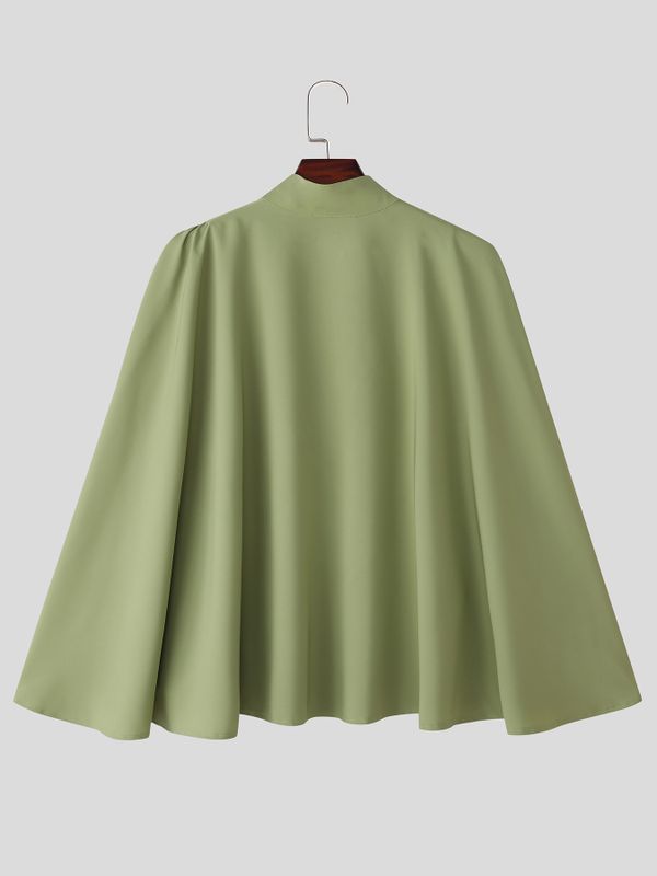 Men's Avant-Garde Romantic Flowy Cape Sleeve Tie-Neck Shirt SKUL76397