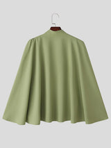Men's Avant-Garde Romantic Flowy Cape Sleeve Tie-Neck Shirt SKUL76397