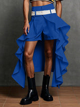 Mens Solid Color Ruched Ruffle Short SKUL09553
