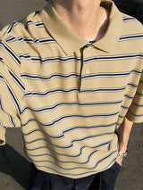 Men's Striped Knit Loose Lapel Shirt SKUL54418