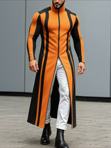 Men's Vertical Stripe Colorblock Knit Zip Long Sleeve Cardigan SKUL32880