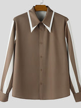 Men's Contrast Color Casual Long Sleeve Shirt SKUL46098