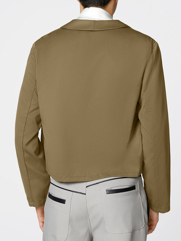 Mens Solid Color Cropped Long Sleeve Blazer SKUK84770