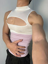 Men's Chest Cut Design Contrast Color Tank SKUL51922