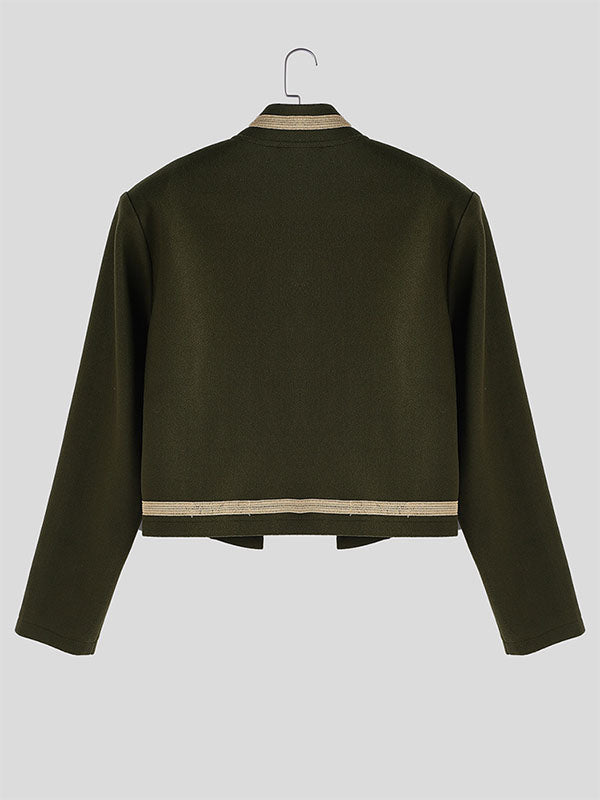 Men's Embroidered Cropped Long Sleeve Jacket SKUL27338