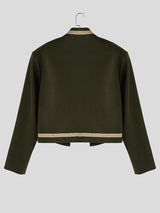 Men's Embroidered Cropped Long Sleeve Jacket SKUL27338