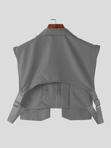 Mens Solid Color Cropped Zip-Up Waistcoat SKUK61123