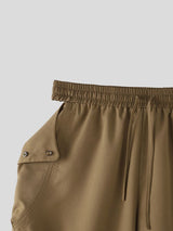 Men's Avant-Garde Side Cutout Snap Button Drawstring Short SKUL70404