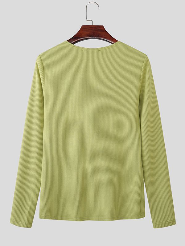 Men's Metal Ring Detail Knit Long Sleeve T-shirt SKUL52647