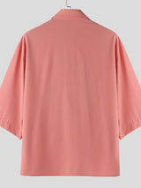 Men's Minimalist Faux Two Piece Patchwork Half Sleeve Shirt SKUL51798