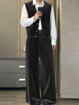 Mens Solid Color Textured Two Pieces Outfit SKUL27366