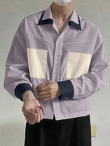 Men's Color Block Long Sleeve Shirt SKUL36481