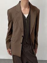 Men's Versatile Padded Shoulder Texture Long Sleeve Blazer SKUL33872