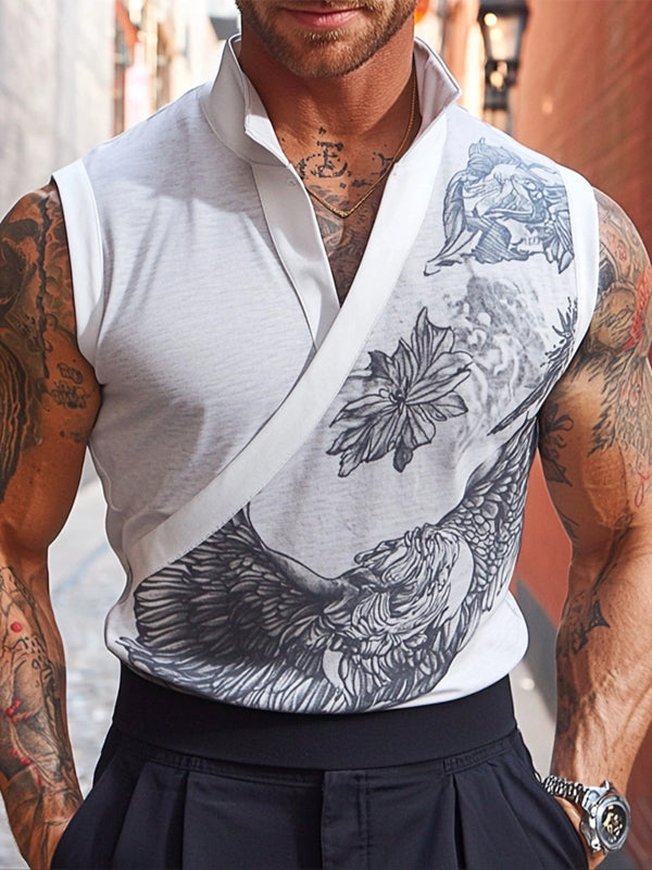 Mens Contrast Color Print Casual Tank SKUL16995