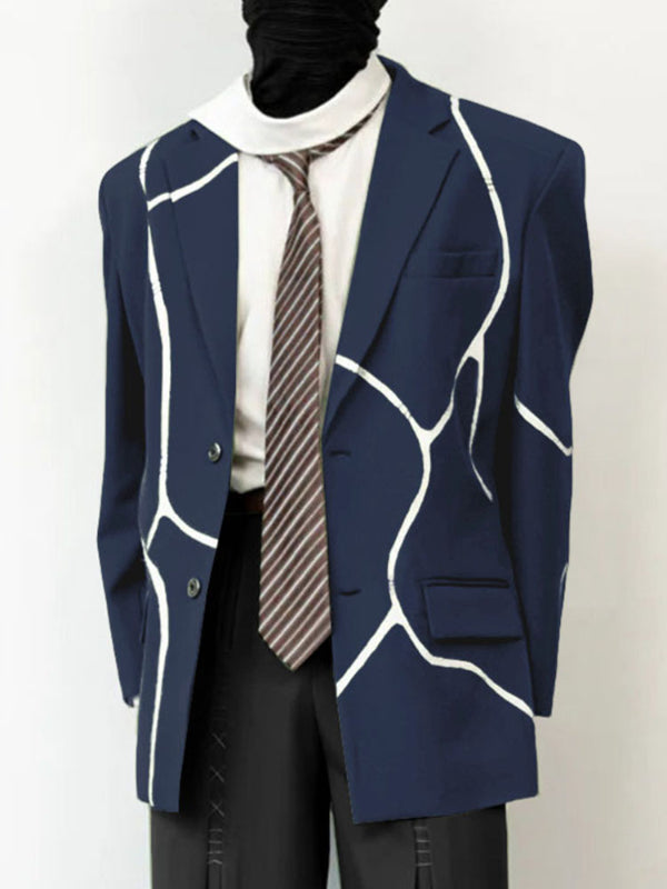 Men's Contrast Stripe Casual Long Sleeve Blazer SKUL28340