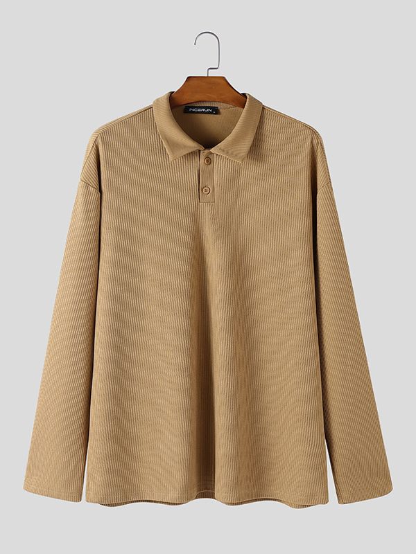 Men's Minimalist Textured Long Sleeve Shirt SKUL46298