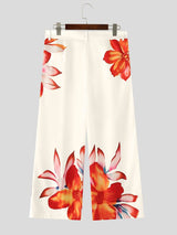 Men's Avant-Garde Tropical Floral Print Wide Leg Pant SKUL68344