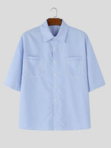 Men's City Boy Oversized Pinstripe Half Sleeve Shirt SKUL59597