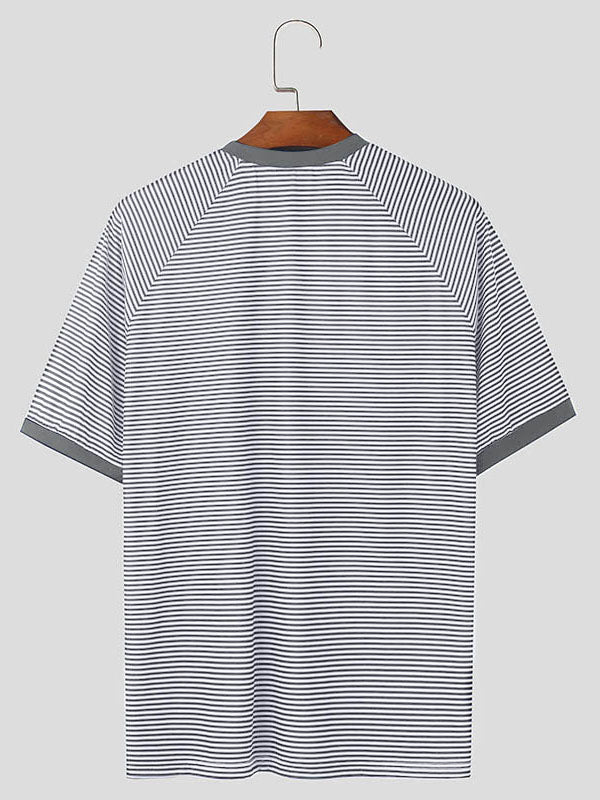 Mens Striped Crew Neck Short Sleeve T-Shirt SKUK71201