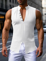 Mens Textured Deep V-Neck Sleeveless Tank SKUK97880