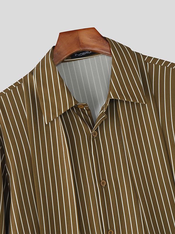 Men's Stripe Ribbon Long Sleeve Shirt SKUL47905